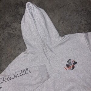 Topman Vision Hoodie Mens Medium Gray Floral Graphic Kangaroo Pockets Outdoor